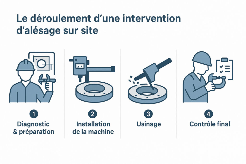 deroulement intervention alesage sur site